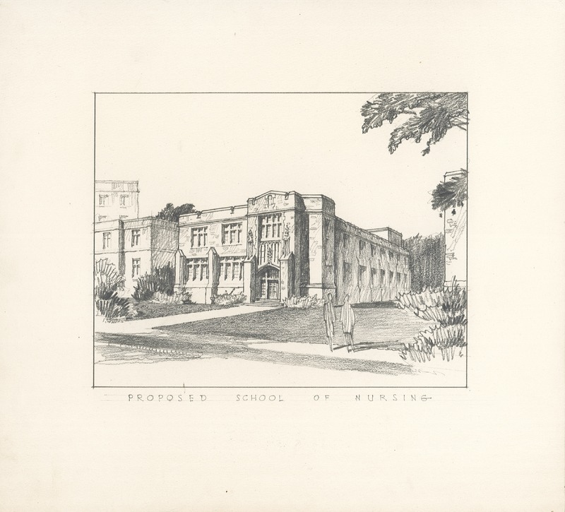 Presentation drawing of the Kresge School of Nursing building
